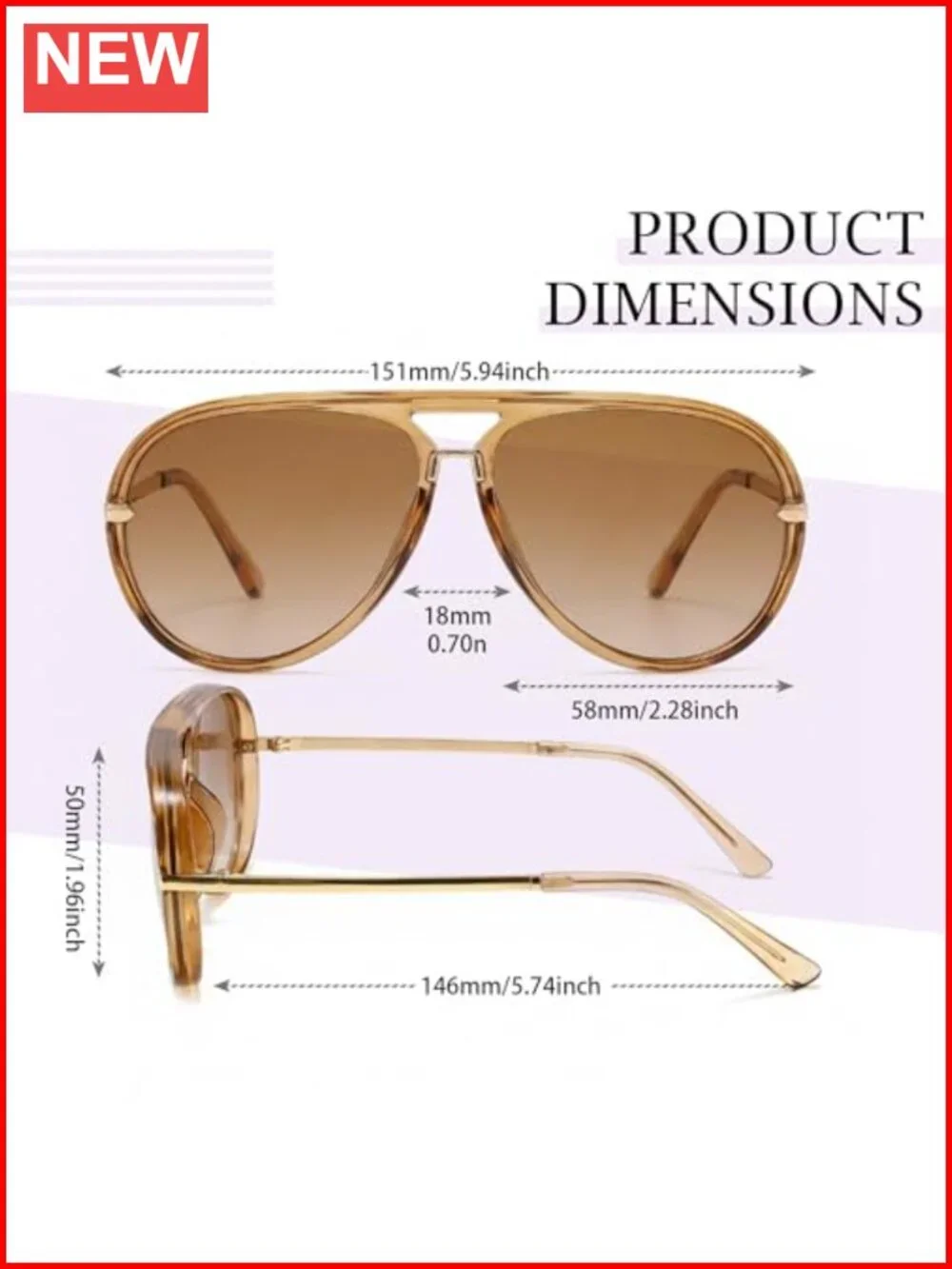 Retro Aviator Sunglasses Oversized Vintage Double Bridge Non-Polarized for Women